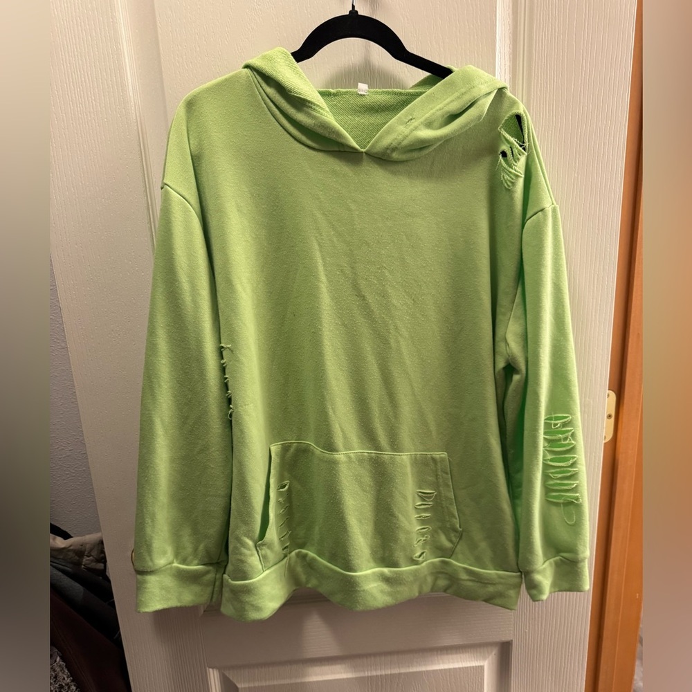 Green Distressed Hoodie